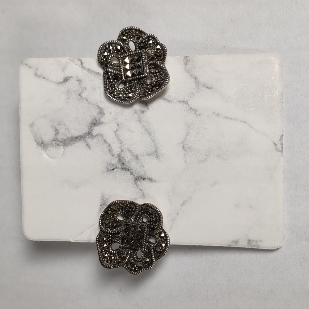 JUDITH JACK 925 Silver Marcasite Earrings